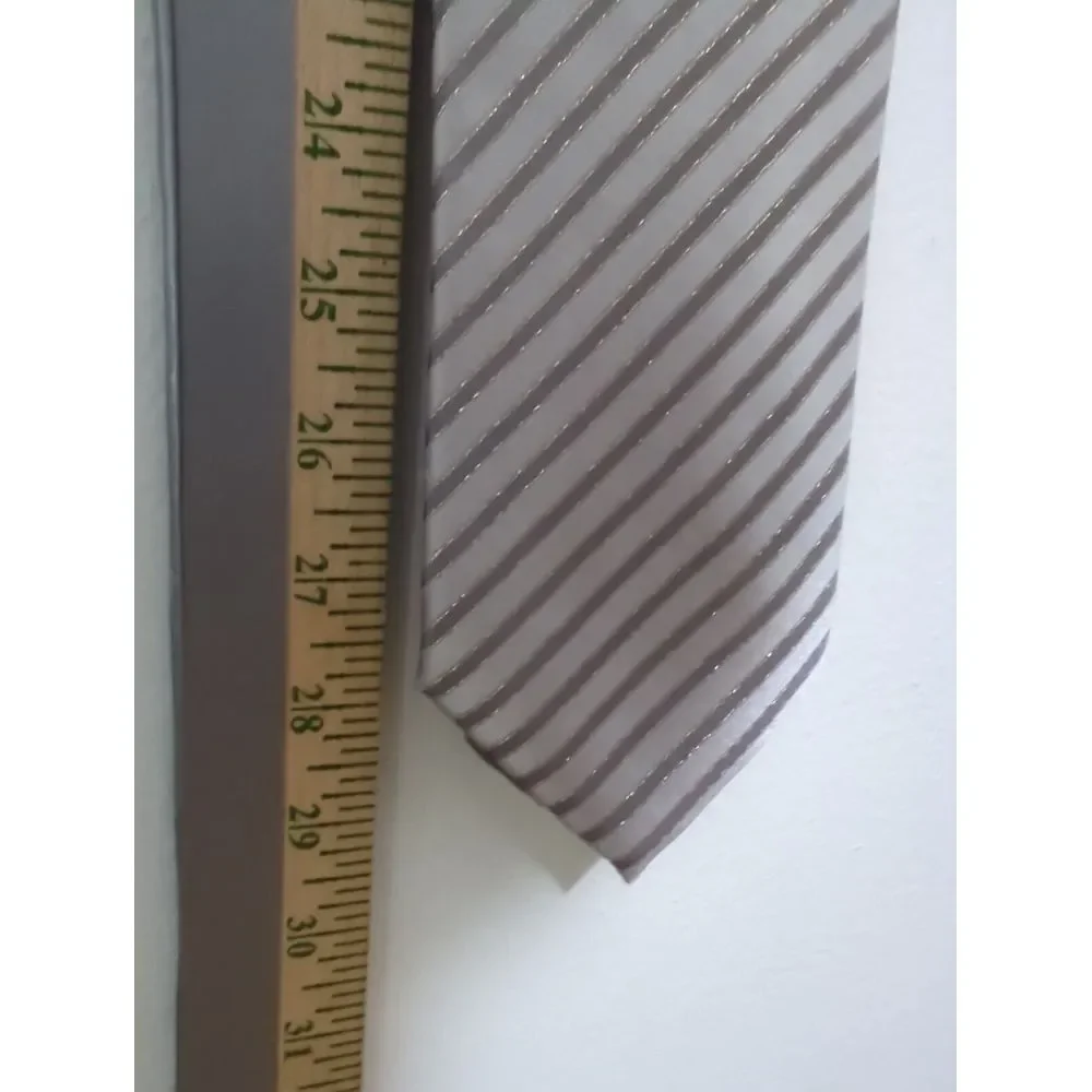 Countess Mara Mens‎ Silver Grey Gold Striped Silk Blend Hand Made Necktie